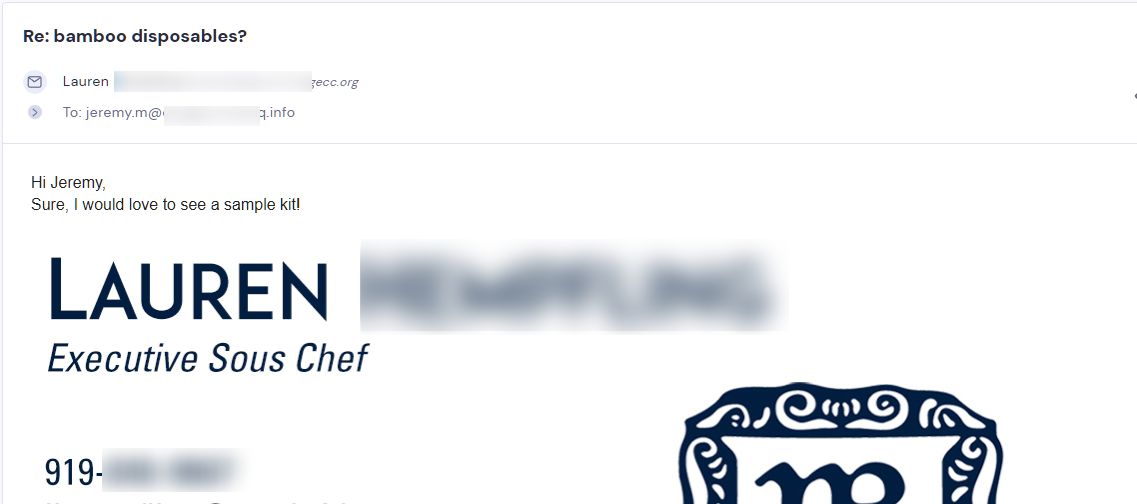 Retailer reply from CMJJ Gourmet
